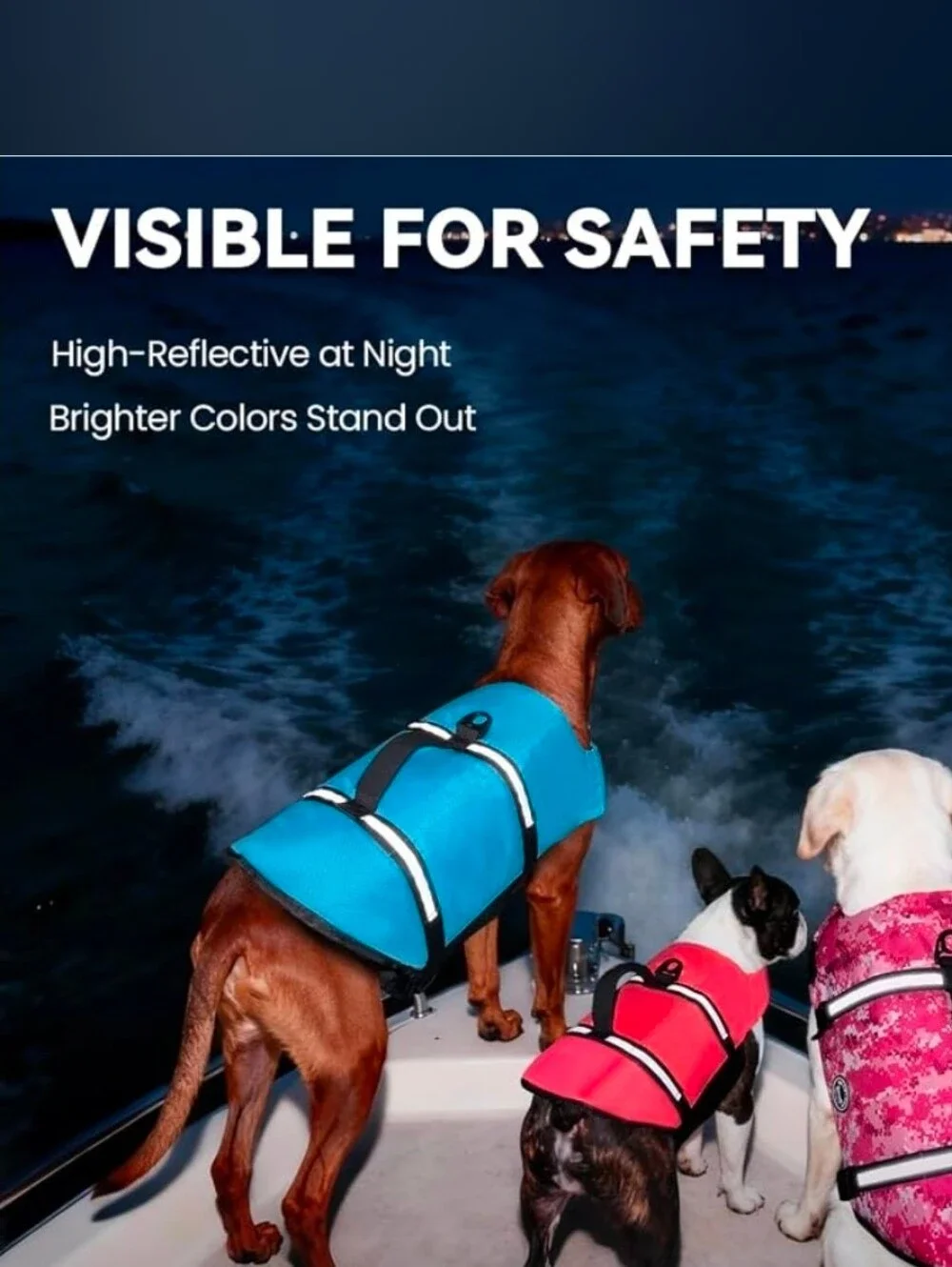 VIVAGLORY Dog Life Vest Rip Stop Dog Swim Vest, M, Bright PinkHigh Visibility